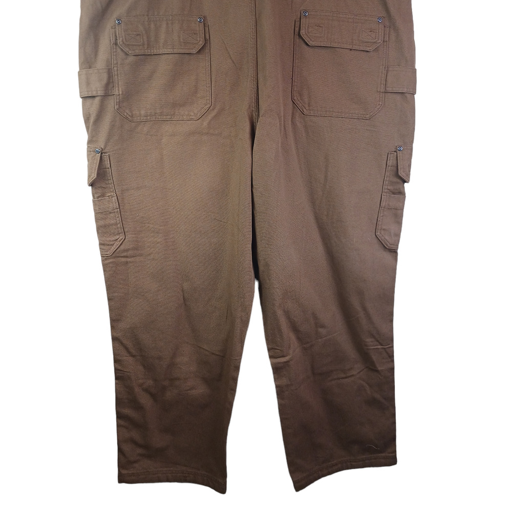 Duluth Trading Mens 46x30 Fire Hose Ultimate Bib Overalls Brown Cargo Comfy - Picture 9 of 16